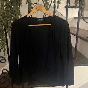 LAUREN RALPH LAUREN Navy Blue Silk 3/4 Length Sleeve Cardigan Women Size Medium